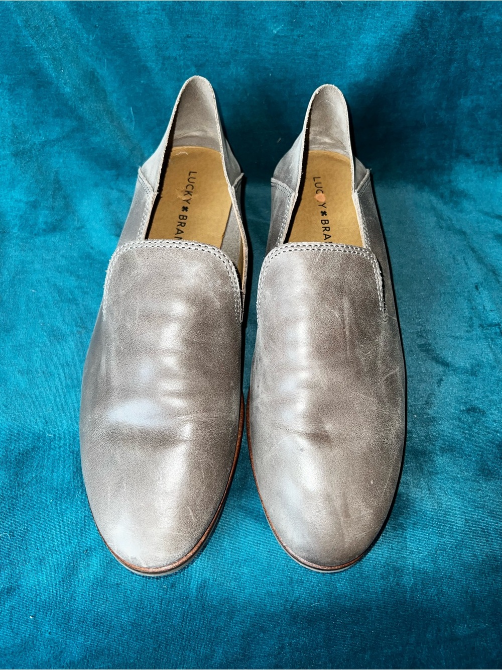 Lucky Brand Women's Gray Leather Slip-On Loafers